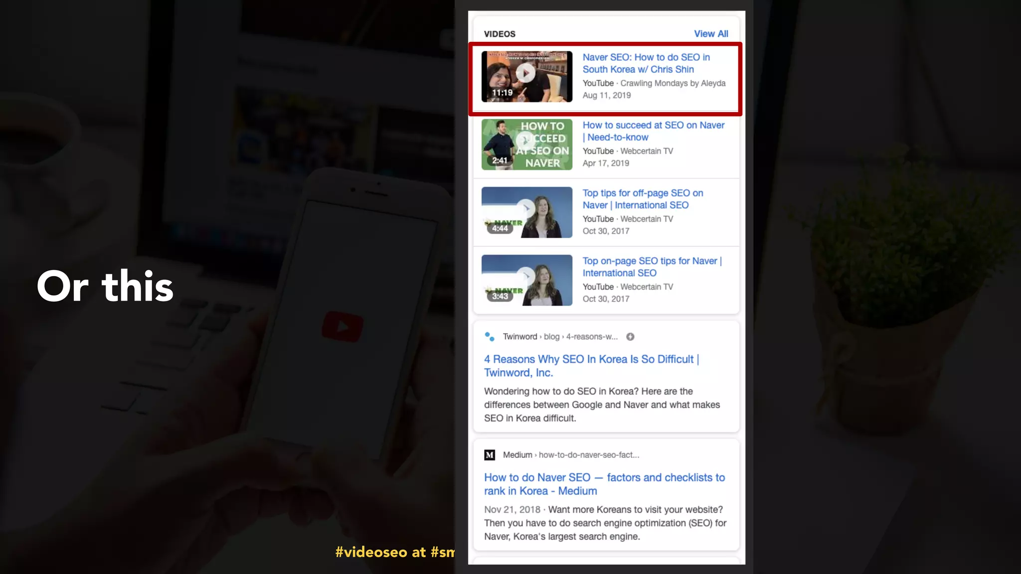 #videoseo at #smxwest by @aleyda from @orainti
Or this
 