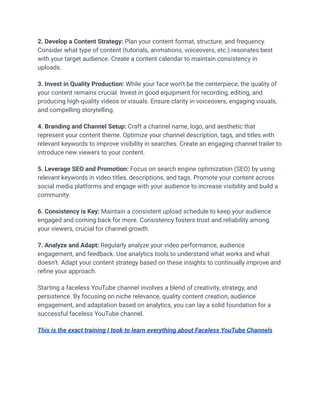Face Less Youtube Channel Worksheet.pdf Unlocking The Secrets Of Faceless YouTube Channels | PDF