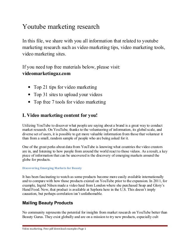 research paper on youtube marketing