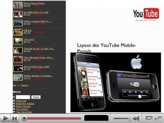 Layout des YouTube Mobile-Portals  