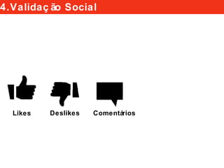 Likes Deslikes Comentários
4.Validação Social
 