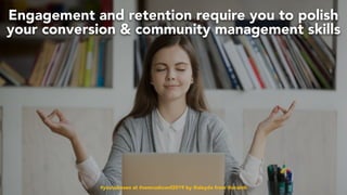 #youtubeseo at #semrushconf2019 by @aleyda from @orainti
Engagement and retention require you to polish
your conversion & community management skills
#youtubeseo at #semrushconf2019 by @aleyda from @orainti
 