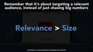 #youtubeseo at #semrushwebinar by @aleyda from @orainti
Remember that it's about targeting a relevant
audience, instead of...