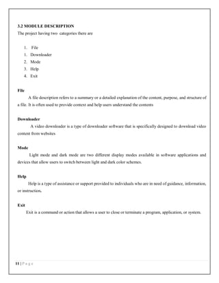 Youtube video download using python project report.pdf