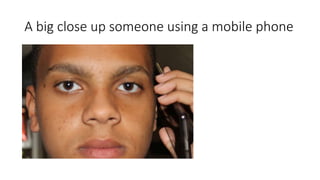 A big close up someone using a mobile phone
 