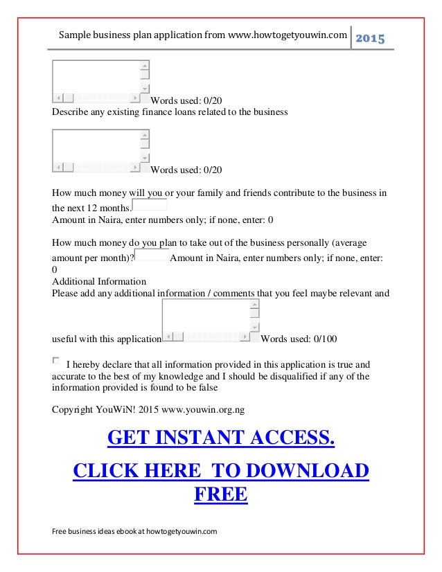 Youwin business plan sample picture