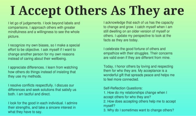 I Accept Others As They are