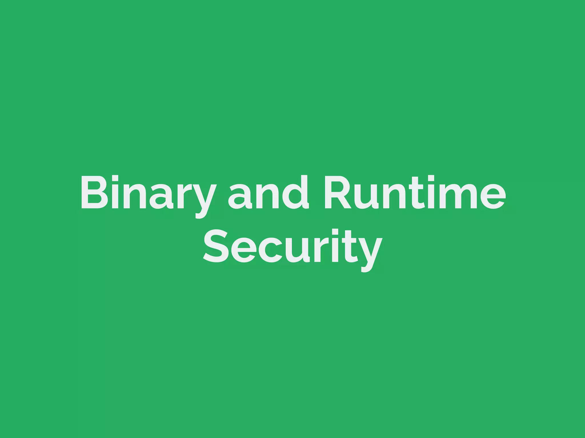Binary and Runtime
Security
 
