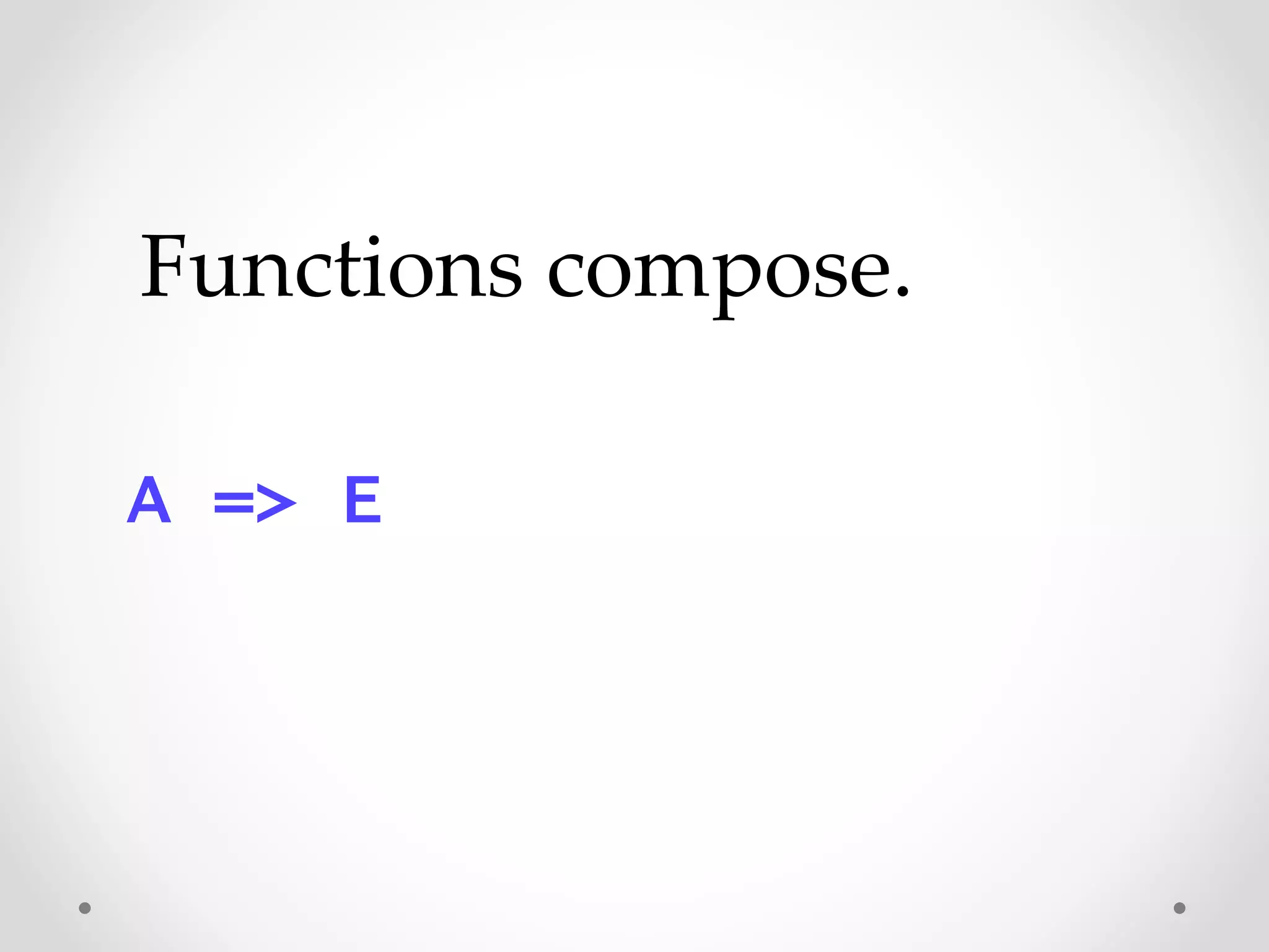 A => E
Functions compose.
 