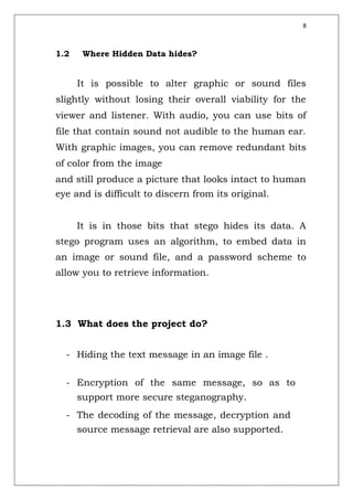 IMAGE STEGANOGRAPHY JAVA PROJECT SYNOPSIS | PDF