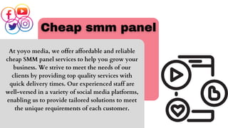At yoyo media, we offer affordable and reliable
cheap SMM panel services to help you grow your
business. We strive to meet...
