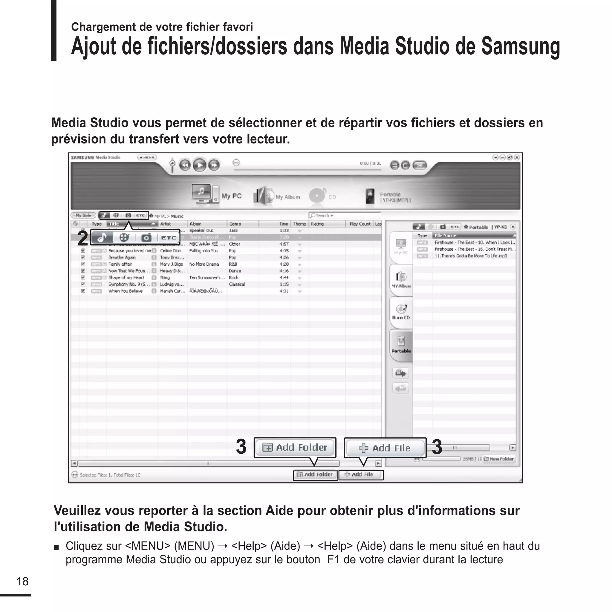 le manuel de Samsung K3 lecteur mp3!