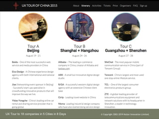UX Tour to 18 companies in 5 Cities in 8 Days ? Copyright 2002-2019 Kaizor Innovation Limited.
 