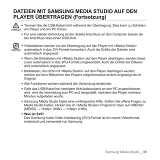 YP-P2 Samsung Handbuch