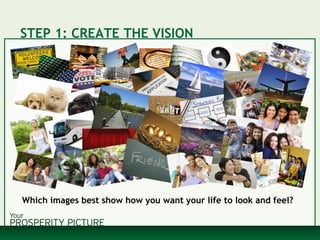 STEP 1: CREATE THE VISION
Which images best show how you want your life to look and feel?
 