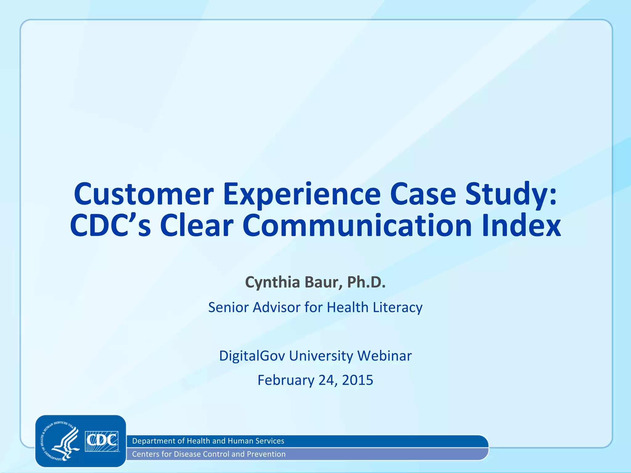 Cdc Clear Communication Index