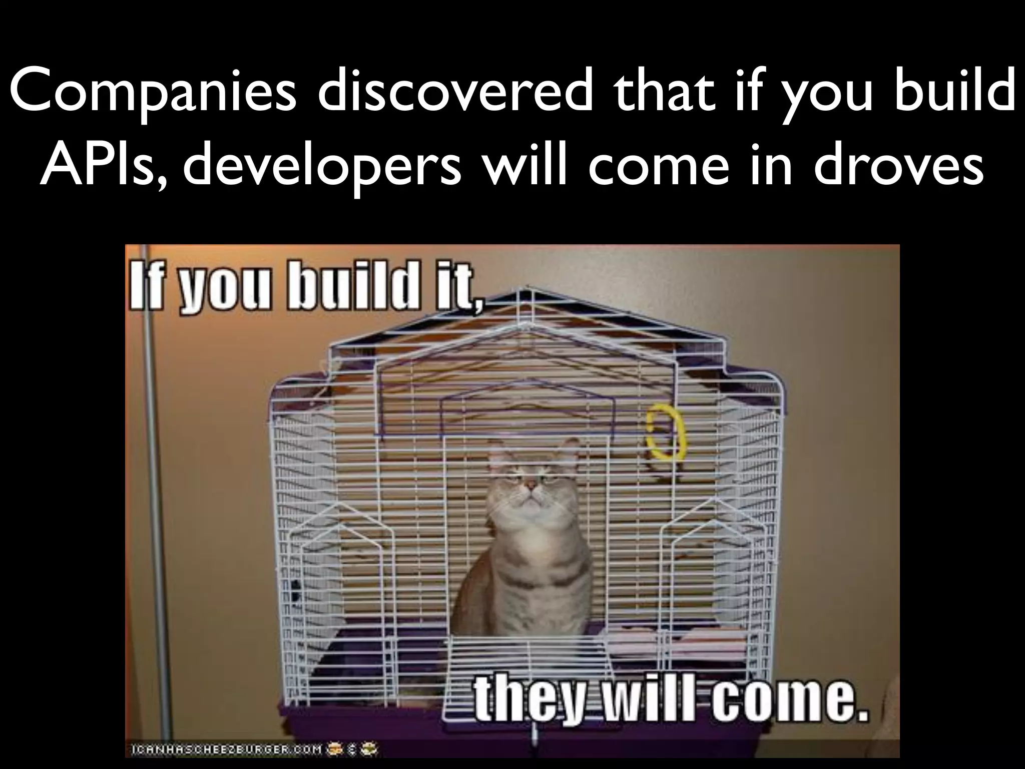 Companies discovered that if you build
 APIs, developers will come in droves
 
