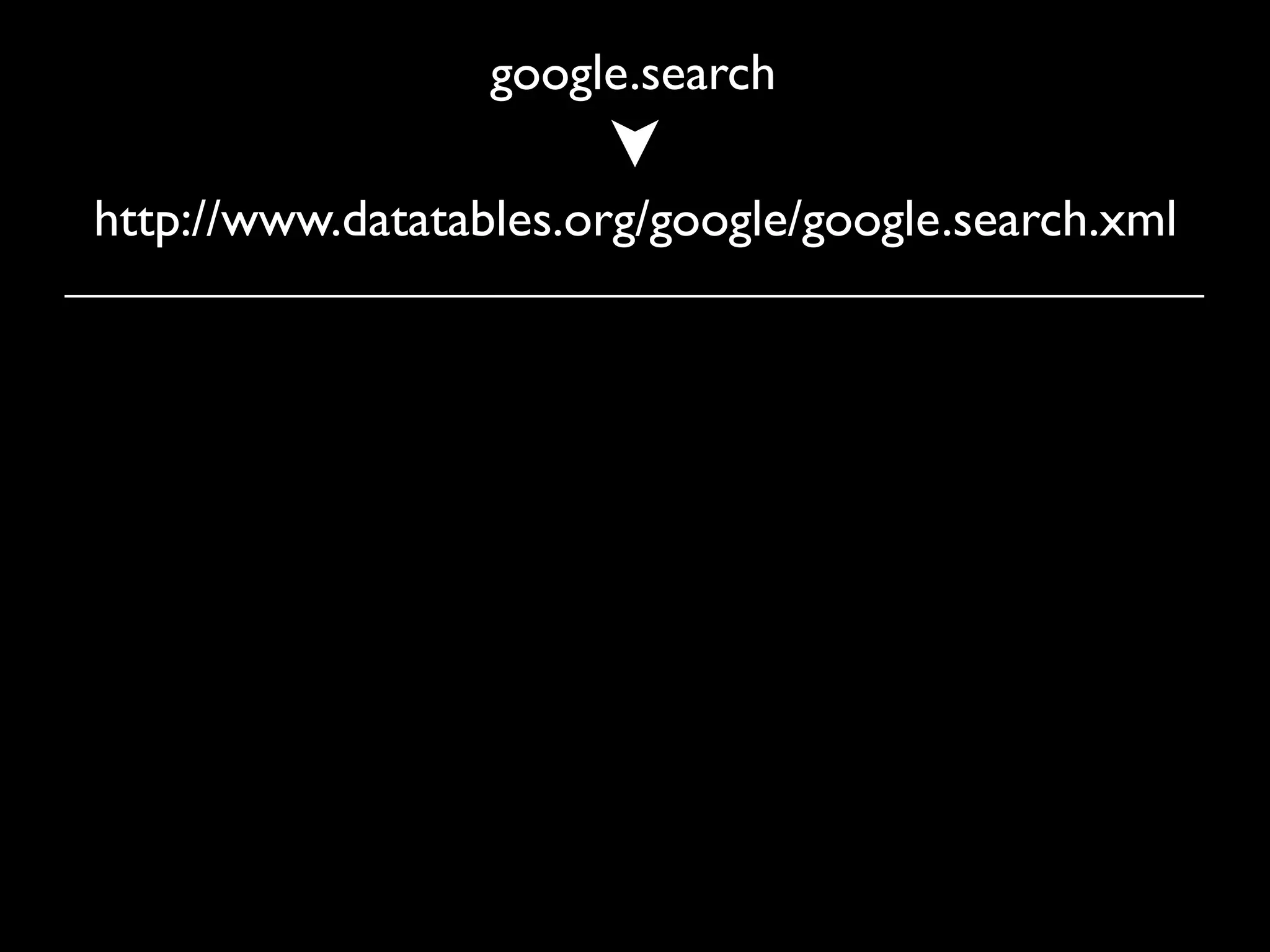 google.search

http://www.datatables.org/google/google.search.xml
 