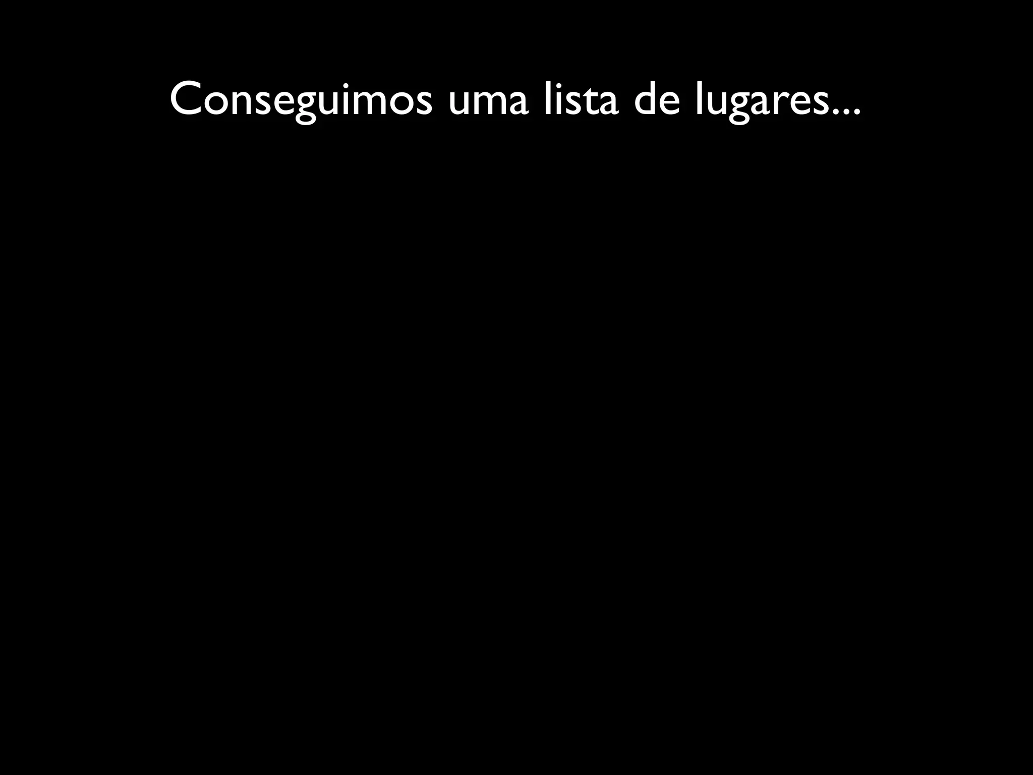 Conseguimos uma lista de lugares...
 