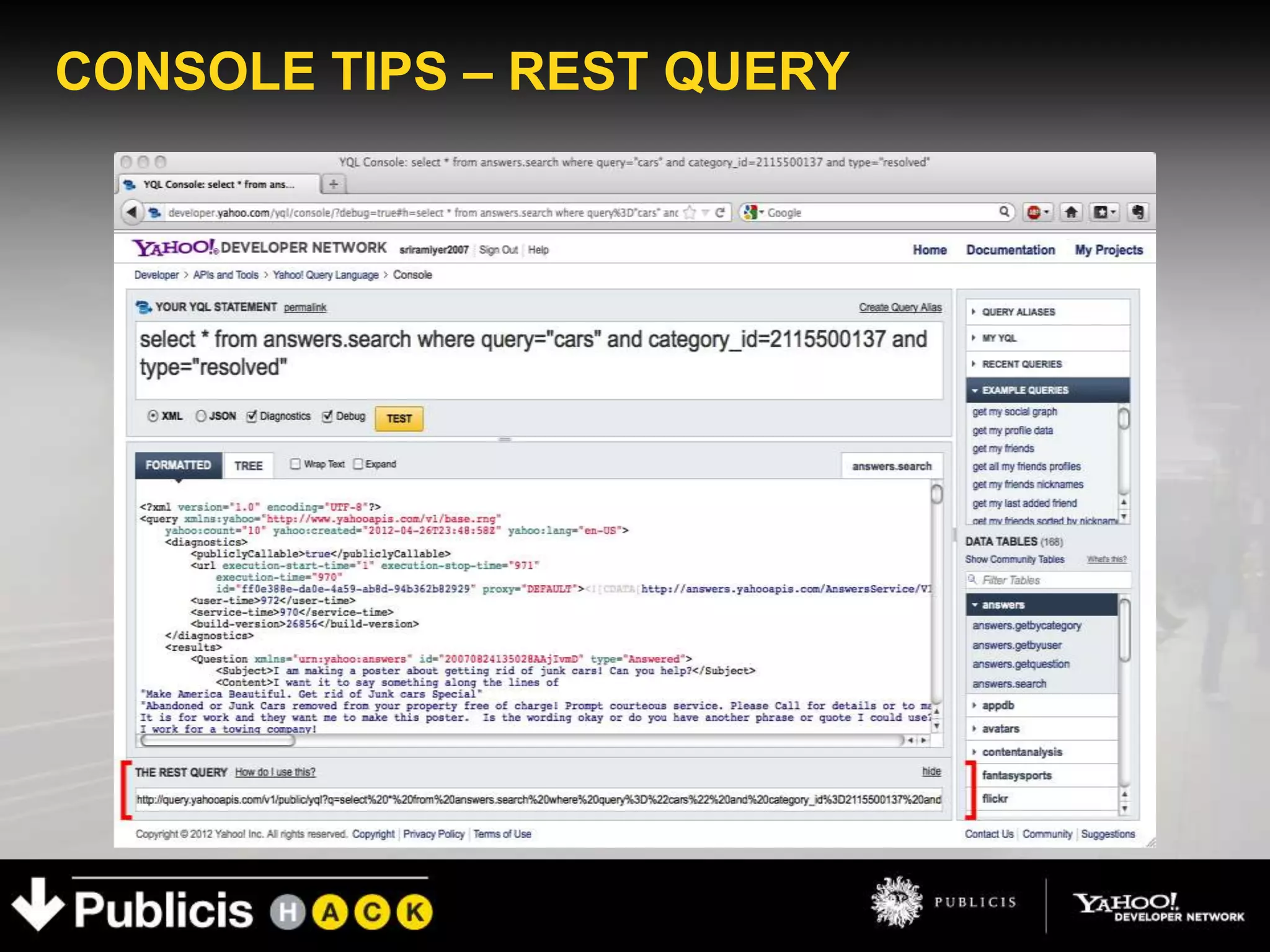CONSOLE TIPS – REST QUERY
 