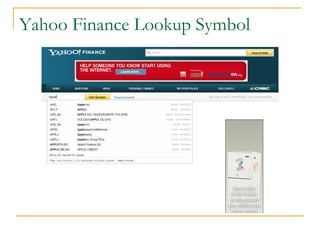 Yahoo Finance Lookup Symbol

 