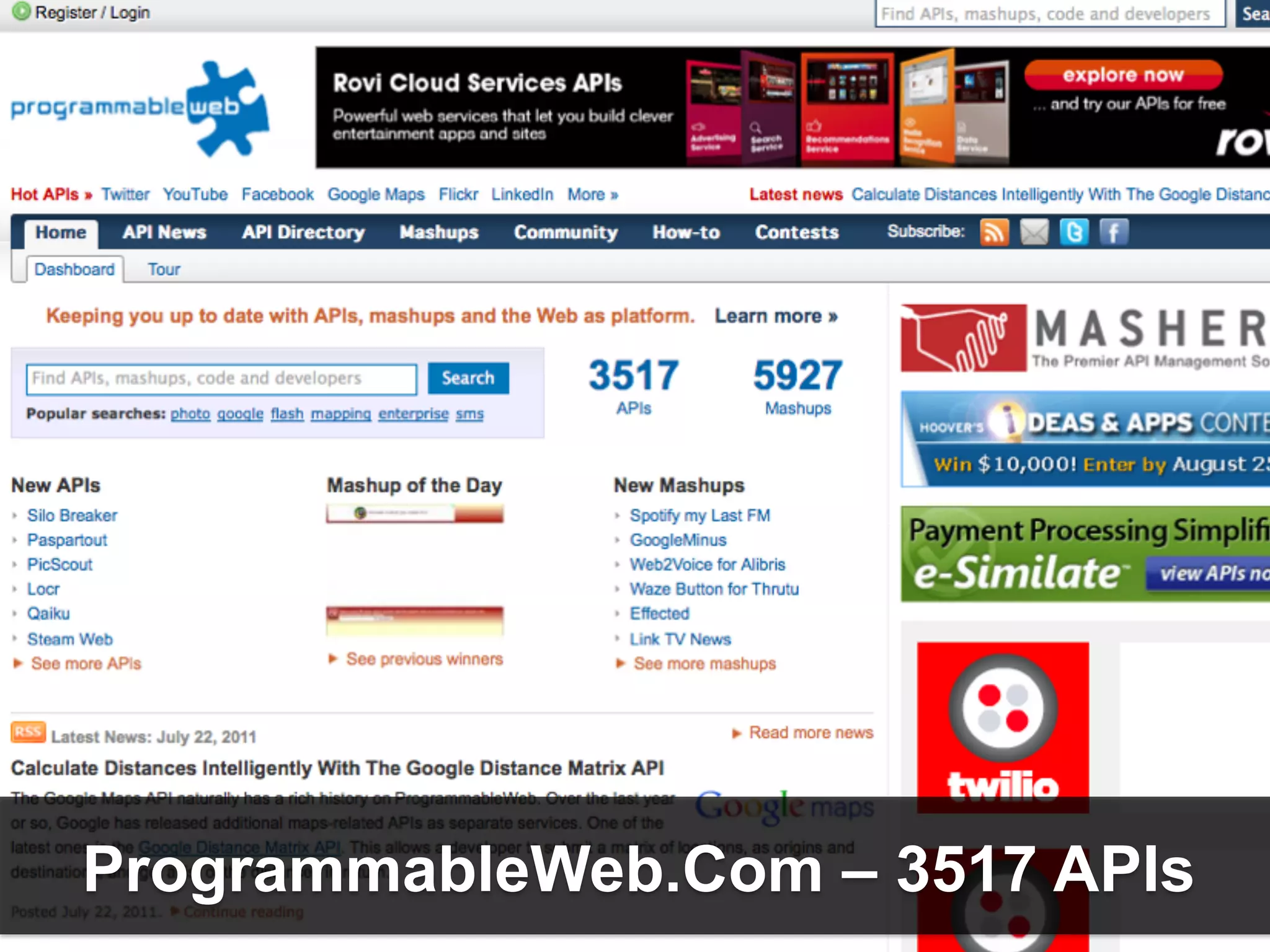 ProgrammableWeb.Com – 3517 APIs
 