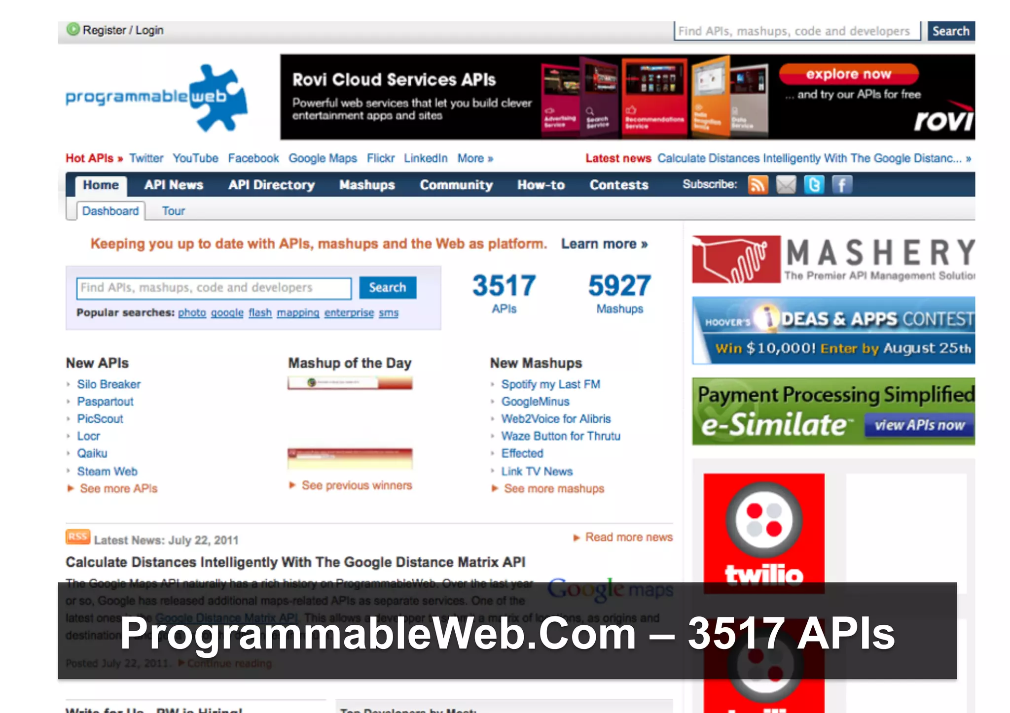ProgrammableWeb.Com – 3517 APIs
 