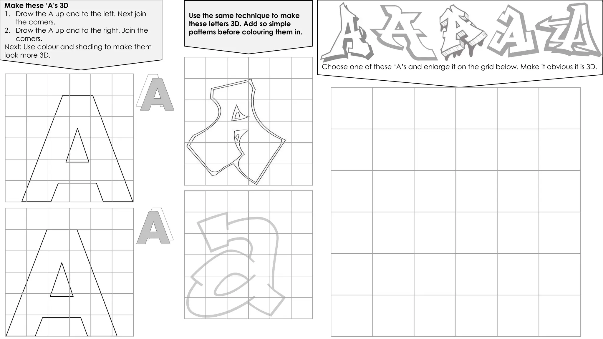 3d lettering worksheets exercise - for ks3 | PPT