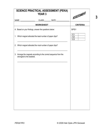 yr3 science practical assessment
