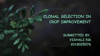 CLONAL SELECTION IN
CROP IMPROVEMENT
SUBMITTED BY,
VISHALI NS
2018025076
 
