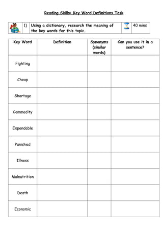 Hunger Games Home Learning Project | DOC
