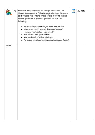 Year 9 Hunger Games Home Learning Project | DOC