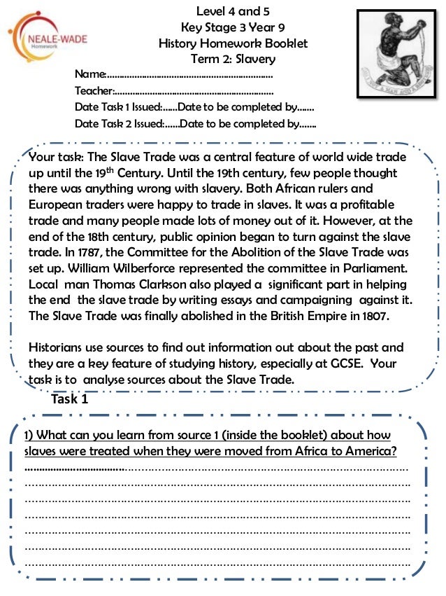 Slavery homework tasks picture