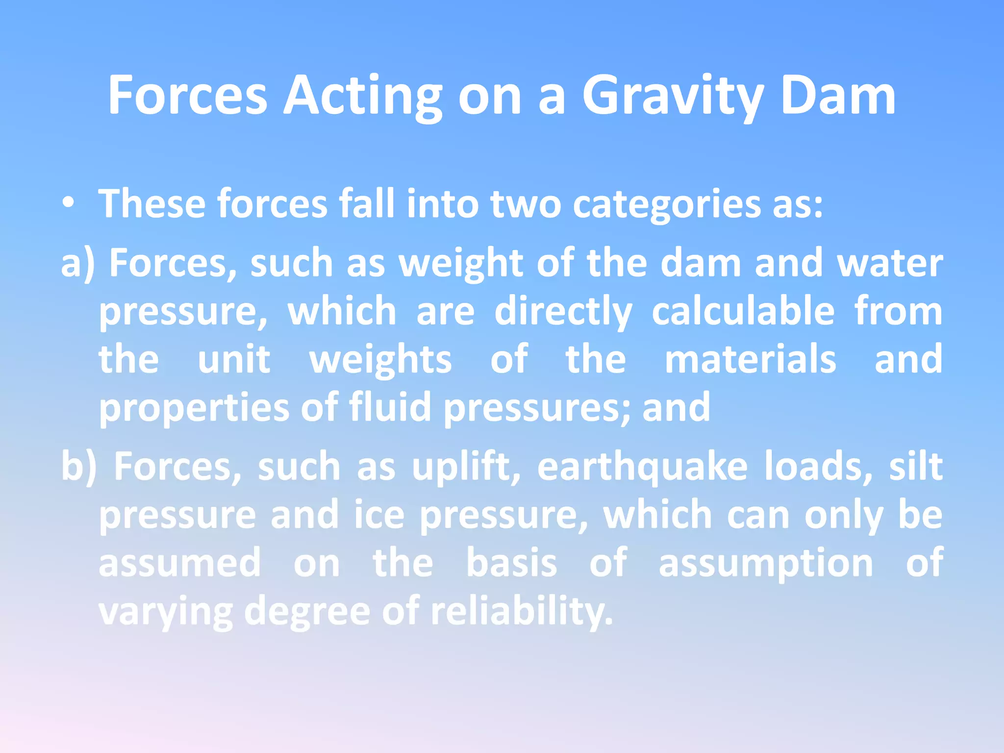 Force acting on gravity dam | PDF
