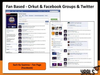 Fan Based - Orkut & Facebook Groups & Twitter Sach Ka Saamna – Fan Page (Facebook)