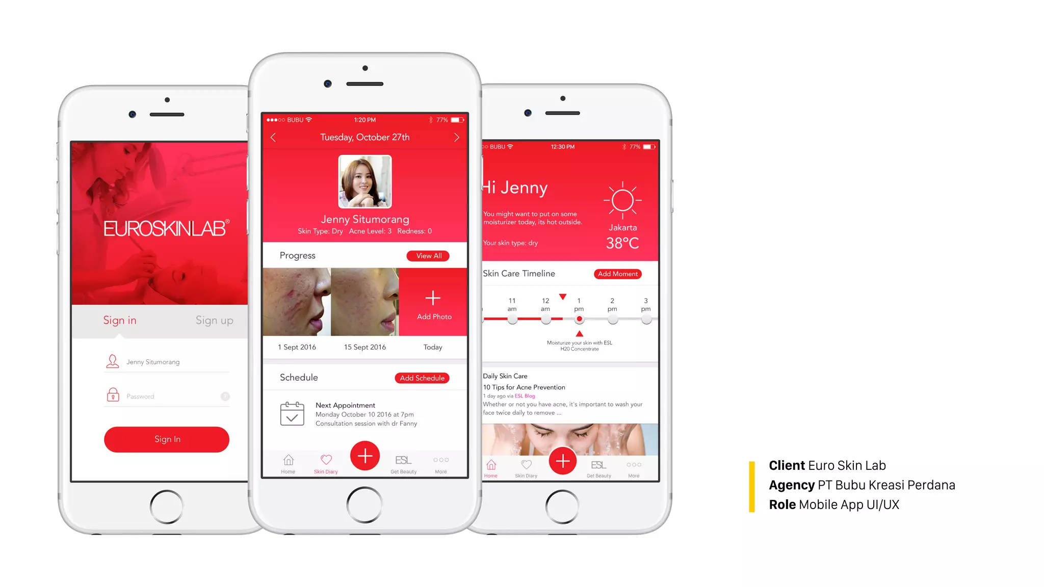 Client Euro Skin Lab
Agency PT Bubu Kreasi Perdana
Role Mobile App UI/UX
 