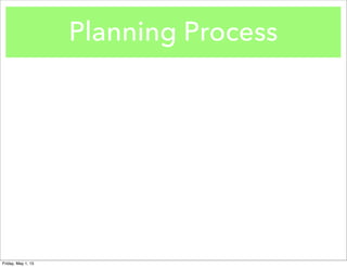 Planning Process
Friday, May 1, 15
 