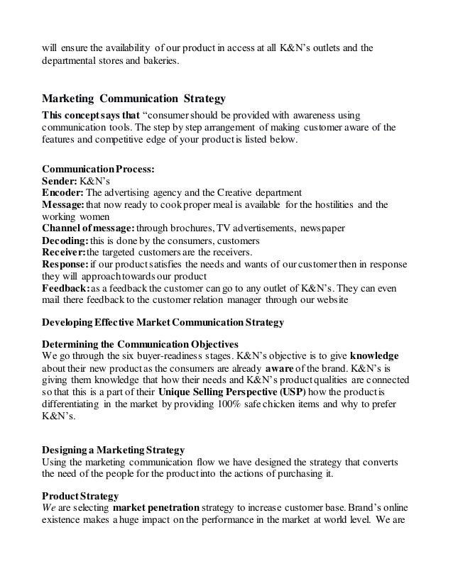 K&N's Marketing Plan - Institute of Administrative ...