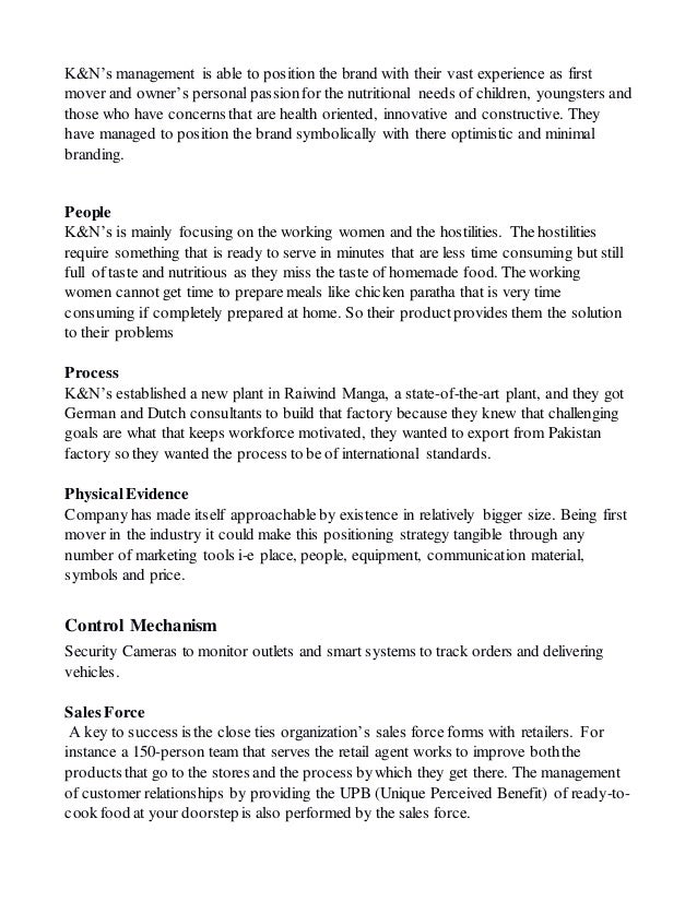 K&N's Marketing Plan - Institute of Administrative ...