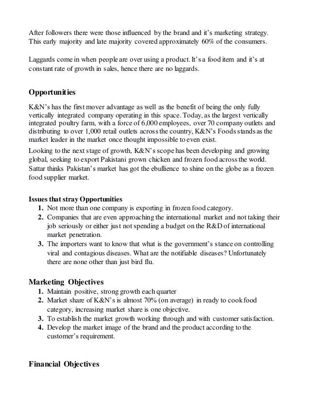 K&N's Marketing Plan - Institute of Administrative ...