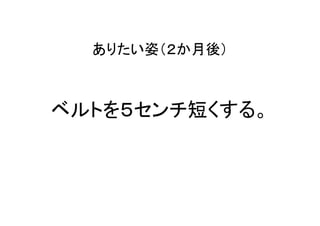 ありたい姿（２か月後）
ベルトを５センチ短くする。
 