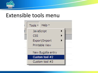 Extensible tools menu 