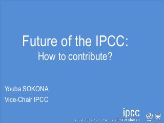 Future of the IPCC:
How to contribute?
Youba SOKONA
Vice-Chair IPCC
 