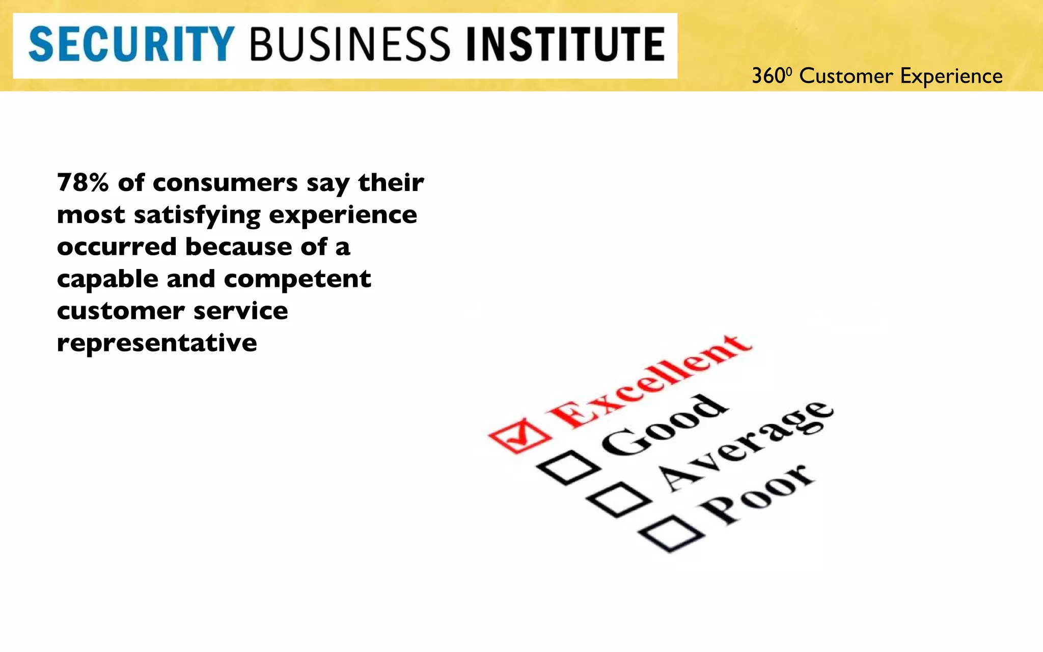 78% of consumers say their most satisfying experience occurred because of a capable and competent customer service representative 