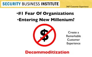 #1 Fear Of Organizations  Entering New Millenium? Decommoditization Create a Remarkable Customer Experience $ 