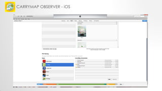 CARRYMAP OBSERVER - iOS 
Suggested app to help download .cmf: 
•QR Reader - Allows you to scan/download data from QR code  