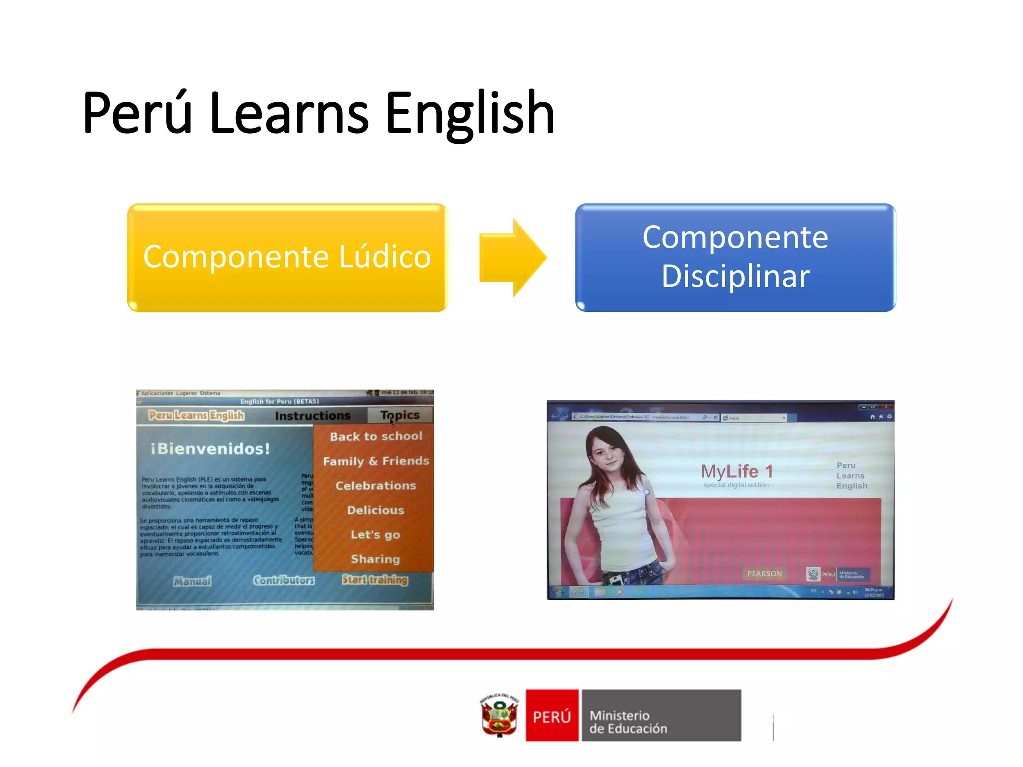Perú Learns English
Componente Lúdico
Componente
Disciplinar
 