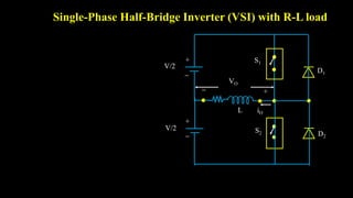 Single-Phase Half-Bridge Inverter (VSI) with R-L load
D1
D2
S2
S1
V/2
V/2
+


+
VO
 +
L iO
 
