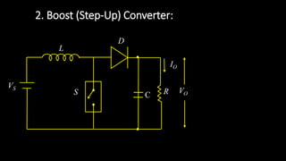 2. Boost (Step-Up) Converter:
VO
IO
R
L
D
VS
S C
 