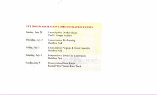 YTT  Foundation 2009  Emancipation  Activities  Schedule